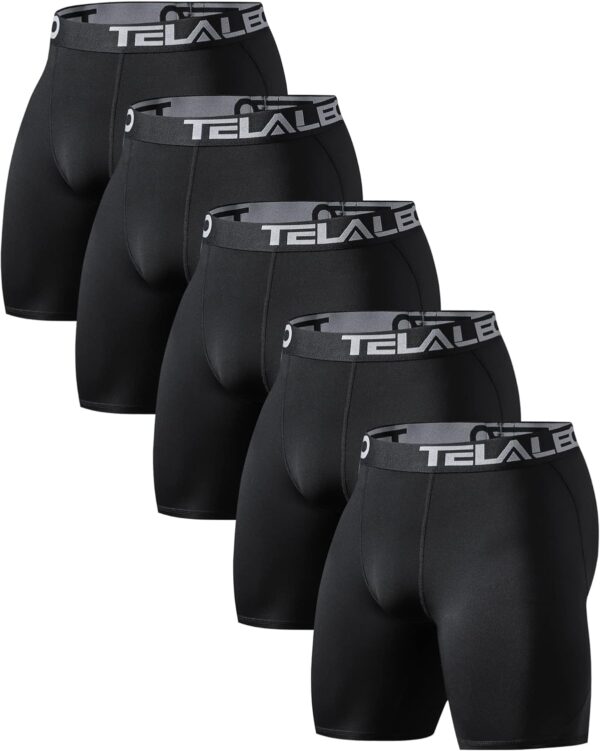 TELALEO 6 or 5 Pack Compression Shorts for Men Spandex Sport Shorts Athletic Workout Running Performance Baselayer Underwear - Image 2