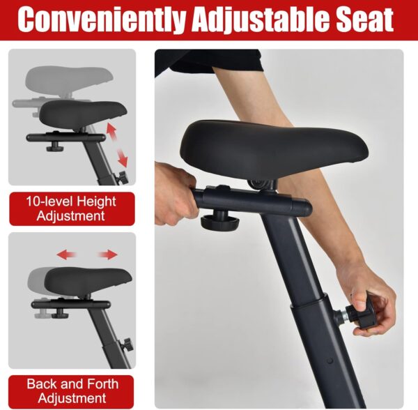 GYMAX Fan Bike, Air Resistance Upright Bike with LCD Monitor, Phone Holder & Built-in Wheels, Fully Adjustable Stationary Exercise Bike for Home Gym Cardio Training Workout Fitness - Image 4