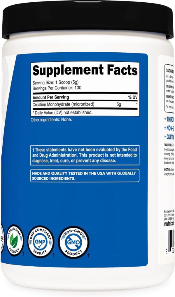 Nutricost Creatine Monohydrate Micronized Powder 500G, 5000mg Per Serv (5g) - 100 Servings, 17.9 Oz - Image 6
