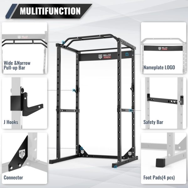 Major Fitness Power Cage, F16 Squat Rack All-in-One 1200lbs Capacity Power Rack with Attachment for Home Gym - Image 6