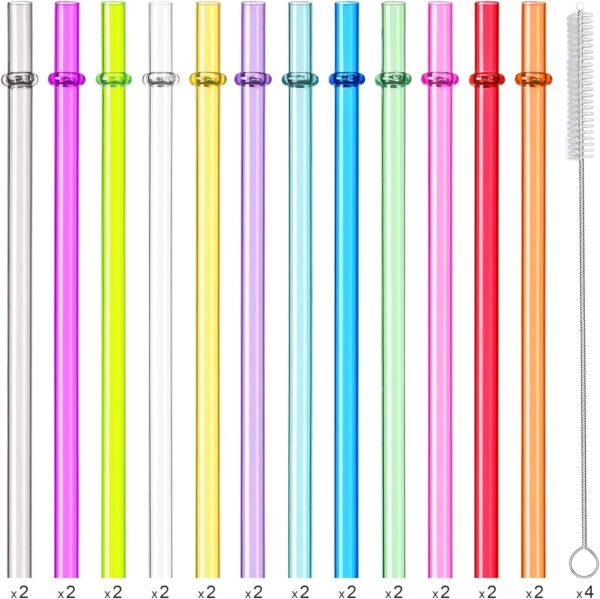 24 PCS, Reusable Straws with 4 Brushes, 10.5" Long Tritan Hard Plastic Straws, 12 Colors Translucent Replacement Drinking for 16OZ-32 OZ Tumblers, Cups, Jars, Stanley, YETI, Starbucks, BPA Free - Image 3