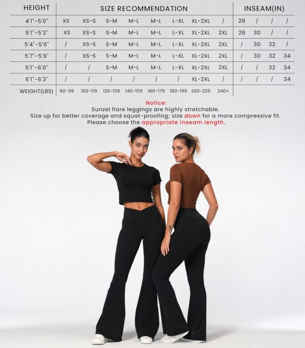 Sunzel Flare Leggings, Crossover Yoga Pants with Tummy Control, High-Waisted and Wide Leg - Image 3