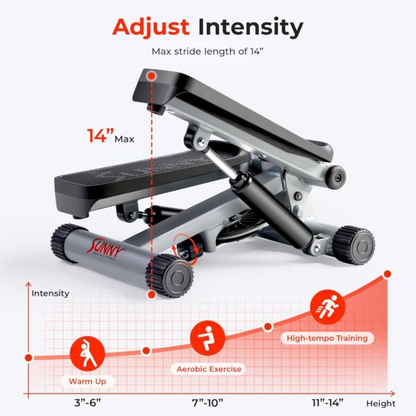 Sunny Health & Fitness Mini Steppers for Exercise at Home, Stair Step Workout Machine with Optional Resistance Bands, Full Body Cardio Equipment, Optional Free SunnyFit App Connection Smart Stepper - Image 4