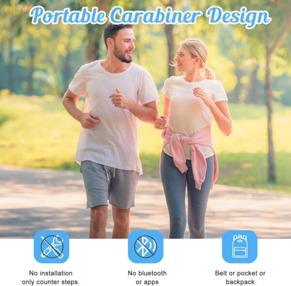 Simple Pedometer for Walking, Accurate Step Tracker with Carabiner, 3D Step Counter for Men Women Kids Seniors - Image 4