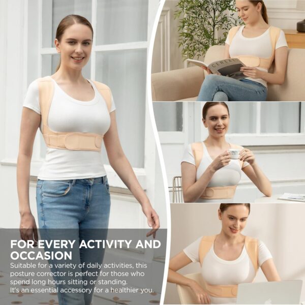 Posture Corrector for Women and Men, Adjustable Upper Back Brace for Clavicle Support and Providing Pain Relief from Neck, Shoulder, and Upper Back (Beige, Small/Medium) - Image 7