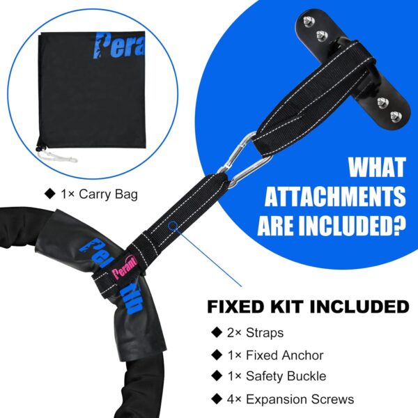 Perantlb Battle rope with wear-resistant nylon protective sleeve ，Heavy Battle Rope for Strength Training Home Fitness Exercise Rope， Anchor Strap Kit Included - Image 3