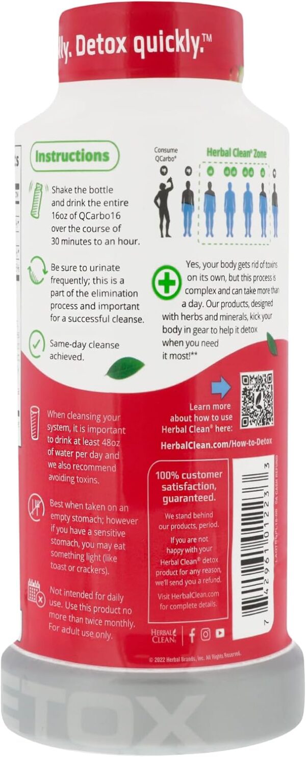 Herbal Clean QCarbo16 Same-Day Premium Detox Drink, Tropical Flavor, 16 Fl Oz - Image 4