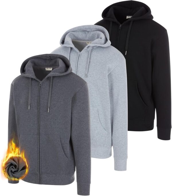 PURE CHAMP 3 Pack Fleece Hoodies for Men Long Sleeve Essentials Hoodie Cotton Active Athletic Workout Sweatshirts for Men - Image 2