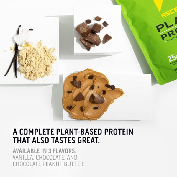 Ascent Plant Based Protein Powder - Non Dairy Vegan Protein, Zero Artificial Ingredients, Soy & Gluten Free, No Added Sugar, 4g BCAA, 2g Leucine - Chocolate, 18 Servings - Image 7