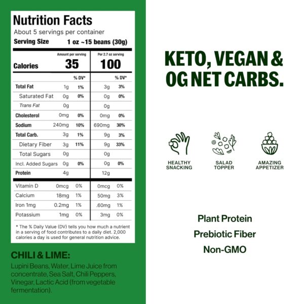 Brami Lupini Beans Snack, Variety | 9g Plant Protein, 0g Net Carbs | Vegan, Vegetarian, Keto, Mediterranean Diet | 2.3 Ounce (Pack of 8) - Image 7