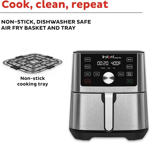 Instant Pot Vortex Plus 4QT Air Fryer, Custom Program Options, 6-in-1 Functions Crisps, Broils, Roasts, Dehydrates, Bakes, Reheats, 100+ In-App Recipes, from the Makers of Instant Pot, Stainless Steel - Image 9