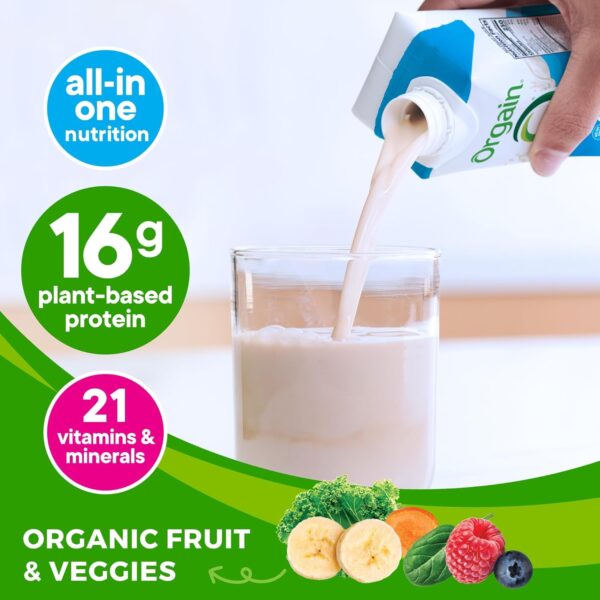 Orgain Organic Nutritional Vegan Protein Shake, Vanilla Bean - 16g Plant Based Protein, Meal Replacement, 21 Vitamins & Minerals, Fruits & Vegetables, Gluten Free, Non-GMO, 11 Fl Oz (Pack of 12) - Image 4