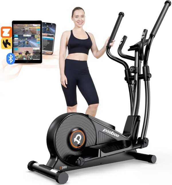 pooboo Elliptical Machine, Elliptical Exercise Machine with 16-Level Resistance&Hyper-Quiet Magnetic Driving System, Elliptical Machine for Home with LCD Monitor&15.5IN Stride, 350LBS Weight Capacity - Image 2