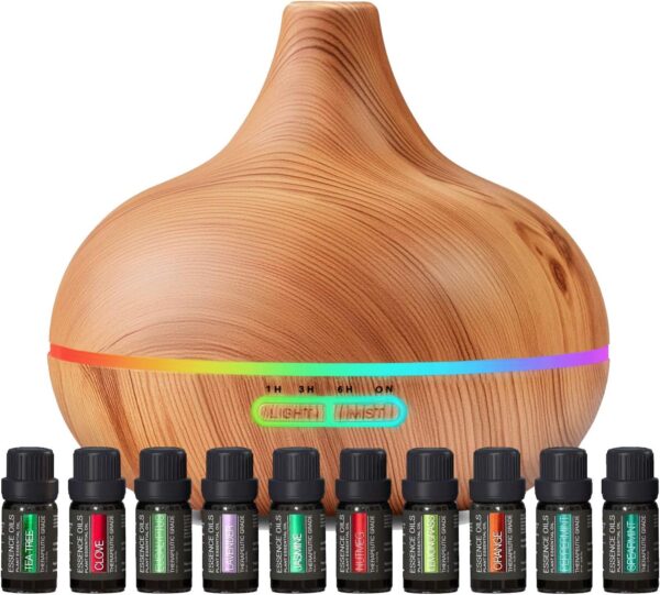 Ultimate Aromatherapy Diffuser & Essential Oil Set - Ultrasonic Top 10 Oils Modern with 4 Timer 7 Ambient Light Settings Therapeutic Grade Lavender - Image 2