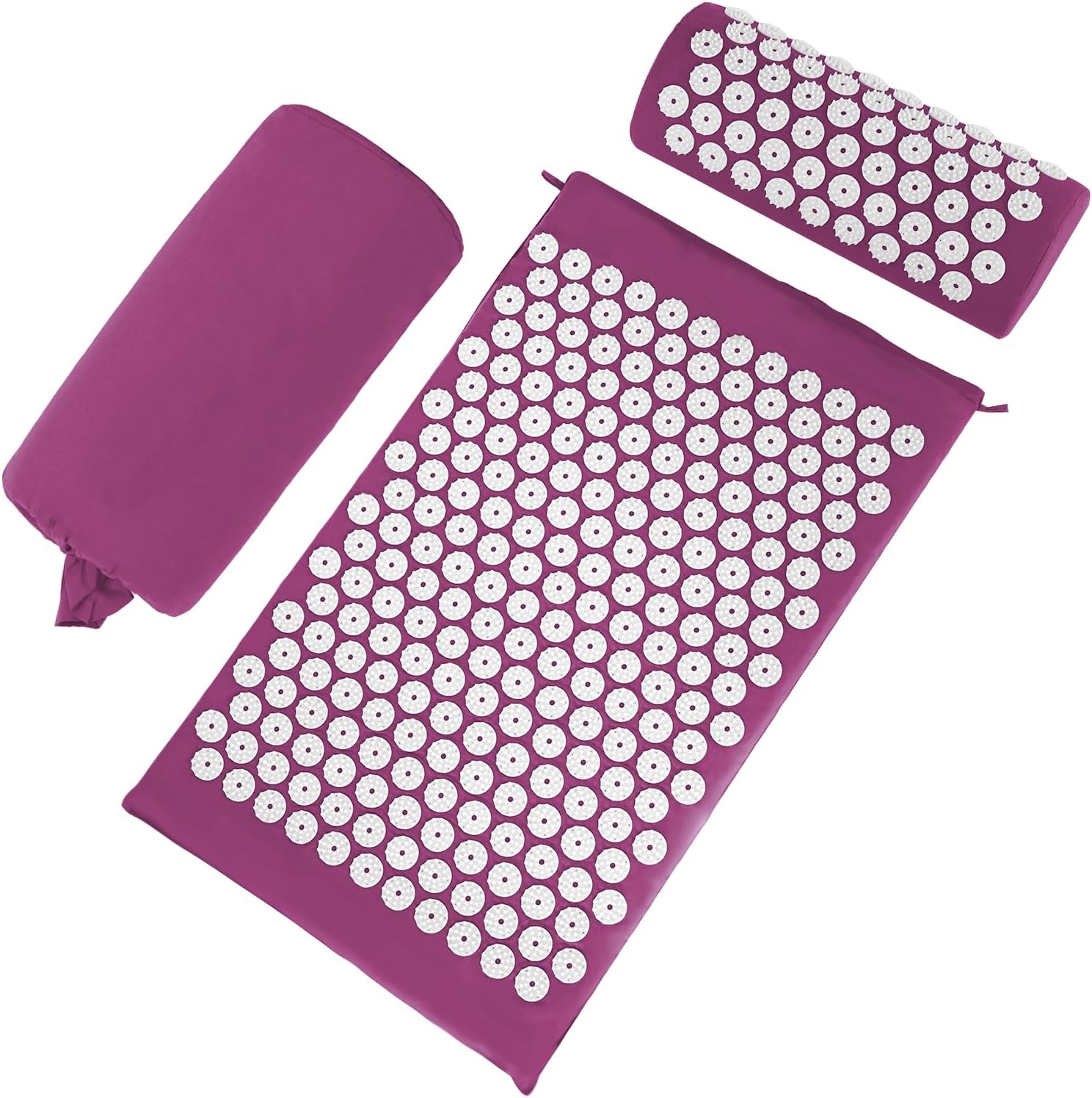 Acupressure Mat Set, Acupuncture Point Massage Pillow, Relieving Back and Neck Pain, Muscle Relaxation and Stress Reduction, Sciatica Relief, Suitable for Men and Women, Carry a Handbag, Purple - Image 2