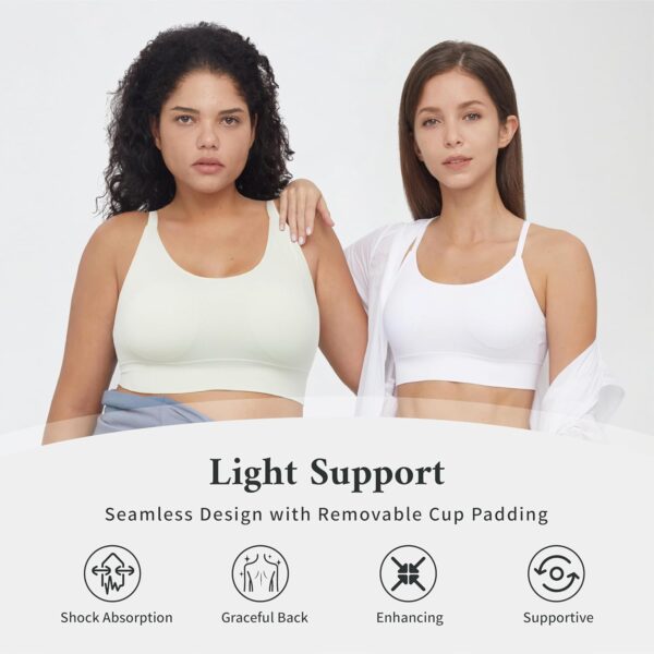 AMRIY Womens Sports Bras for Women Light Support Padded Workout Bras for Women Supportive Seamless Women's Wireless Yoga Bra - Image 3
