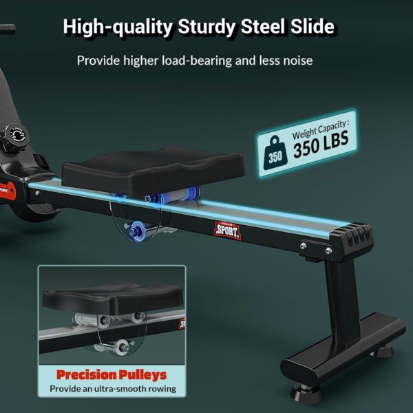 Rowing Machine,Wenoker Magnetic Rower Machine for Home,350 LB Weight Capacity, Smooth Whisper Quiet with LCD Monitor Tablet Holder & Comfortable Seat Cushion, Compact and Saves Space - Image 7