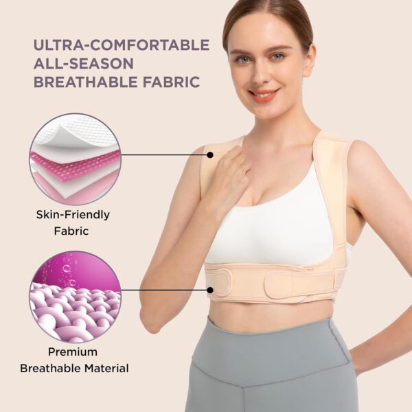 Posture Corrector for Women and Men, Adjustable Upper Back Brace for Clavicle Support and Providing Pain Relief from Neck, Shoulder, and Upper Back (Beige, Small/Medium) - Image 8