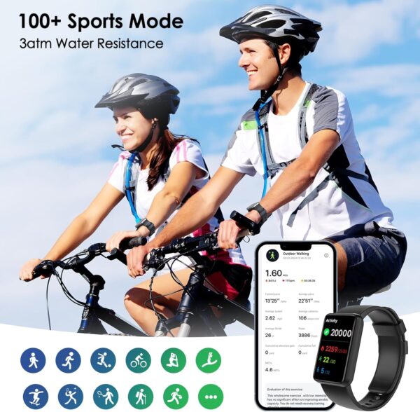 Fitness Tracker, 1.57" Touch Screen 3ATM Water Resistance, Activity Tracker with 100 Workout Modes Heart Rate/SpO2/Stress/Sleep Monitor for Men and Women - Image 8