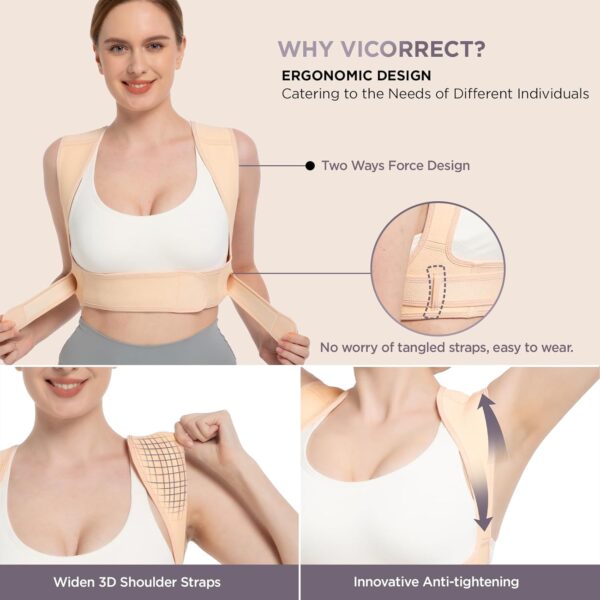 Posture Corrector for Women and Men, Adjustable Upper Back Brace for Clavicle Support and Providing Pain Relief from Neck, Shoulder, and Upper Back (Beige, Small/Medium) - Image 6