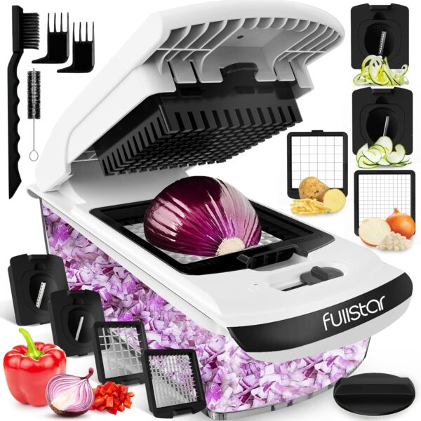 Fullstar Vegetable Chopper - Food Chopper - Onion Chopper - Vegetable Slicer & Spiralizer - Veggie Chopper with Container - Kitchen Gadgets - Home Essentials - Kitchen Accessories (4 in 1, White) - Image 2