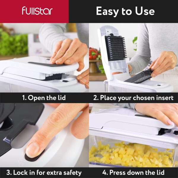 Fullstar Vegetable Chopper - Food Chopper - Onion Chopper - Vegetable Slicer & Spiralizer - Veggie Chopper with Container - Kitchen Gadgets - Home Essentials - Kitchen Accessories (4 in 1, White) - Image 6