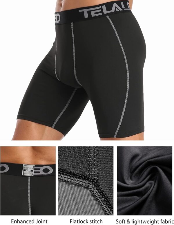 TELALEO 6 or 5 Pack Compression Shorts for Men Spandex Sport Shorts Athletic Workout Running Performance Baselayer Underwear - Image 6