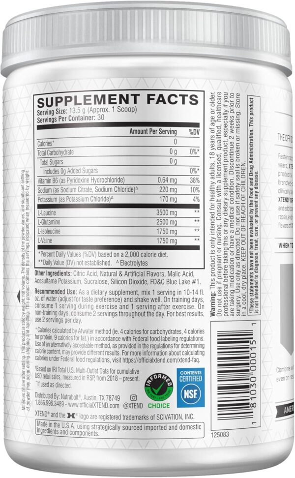 Xtend XTEND Original BCAA Powder 7g BCAA and 2.5g L-Glutamine, Sugar Free Post Workout Muscle Recovery Drink with Amino Acids for Men & Women, 30 Servings - Image 4