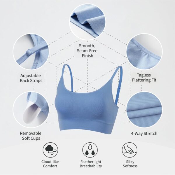 AMRIY Womens Sports Bras for Women Light Support Padded Workout Bras for Women Supportive Seamless Women's Wireless Yoga Bra - Image 5