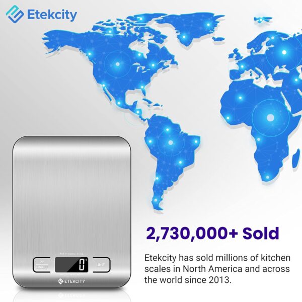 Etekcity Food Kitchen Scale, Digital Grams and Ounces for Weight Loss, Baking, Cooking, Keto and Meal Prep, LCD Display, Medium, 304 Stainless Steel - Image 9