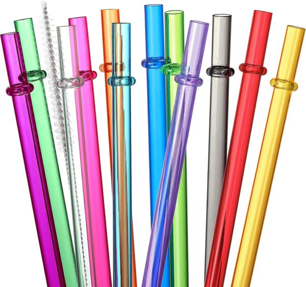 24 PCS, Reusable Straws with 4 Brushes, 10.5" Long Tritan Hard Plastic Straws, 12 Colors Translucent Replacement Drinking for 16OZ-32 OZ Tumblers, Cups, Jars, Stanley, YETI, Starbucks, BPA Free - Image 2
