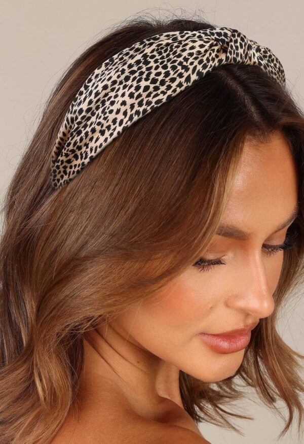 Knotted Fashion Hairbands and Hair Hoops: Non-Slip Top Knot Headbands with Leopard Print for Women and Girls - 4PCS Beige Brown Hair Accessories Set - Image 7
