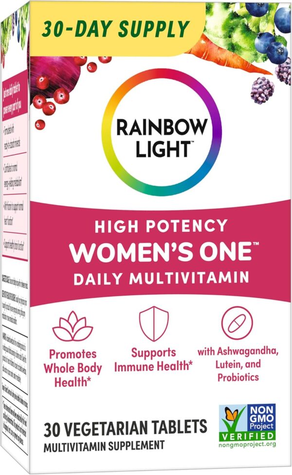 Rainbow Light Womens One High-Potency Daily Multivitamin, Womens Multivitamin Provides High-Potency Immune Support, With Vitamin C, Biotin and Ashwagandha, Vegetarian, 30 Count - Image 13