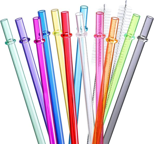 24 PCS, Reusable Straws with 4 Brushes, 10.5" Long Tritan Hard Plastic Straws, 12 Colors Translucent Replacement Drinking for 16OZ-32 OZ Tumblers, Cups, Jars, Stanley, YETI, Starbucks, BPA Free - Image 9