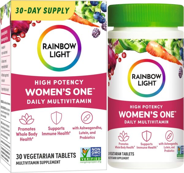 Rainbow Light Womens One High-Potency Daily Multivitamin, Womens Multivitamin Provides High-Potency Immune Support, With Vitamin C, Biotin and Ashwagandha, Vegetarian, 30 Count - Image 2