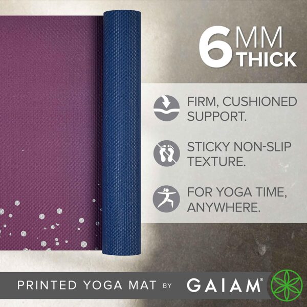 Gaiam Yoga Mat - Premium 6mm Print Extra Thick Non Slip Exercise & Fitness Mat for All Types of Yoga, Pilates & Floor Workouts (68"L x 24"W x 6mm Thick) - Image 3