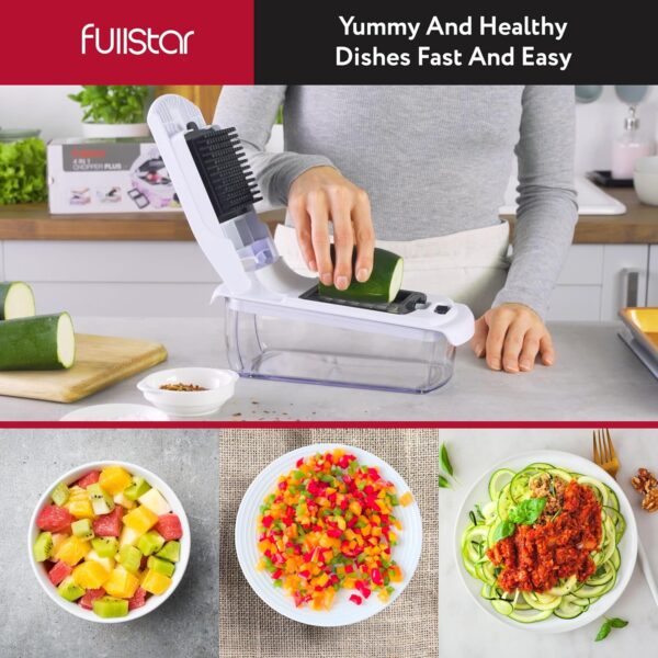 Fullstar Vegetable Chopper - Food Chopper - Onion Chopper - Vegetable Slicer & Spiralizer - Veggie Chopper with Container - Kitchen Gadgets - Home Essentials - Kitchen Accessories (4 in 1, White) - Image 7