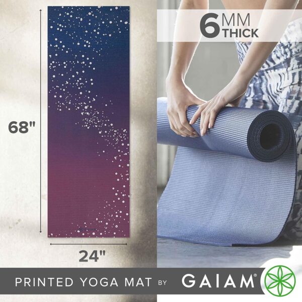 Gaiam Yoga Mat - Premium 6mm Print Extra Thick Non Slip Exercise & Fitness Mat for All Types of Yoga, Pilates & Floor Workouts (68"L x 24"W x 6mm Thick) - Image 4