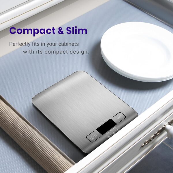 Etekcity Food Kitchen Scale, Digital Grams and Ounces for Weight Loss, Baking, Cooking, Keto and Meal Prep, LCD Display, Medium, 304 Stainless Steel - Image 5