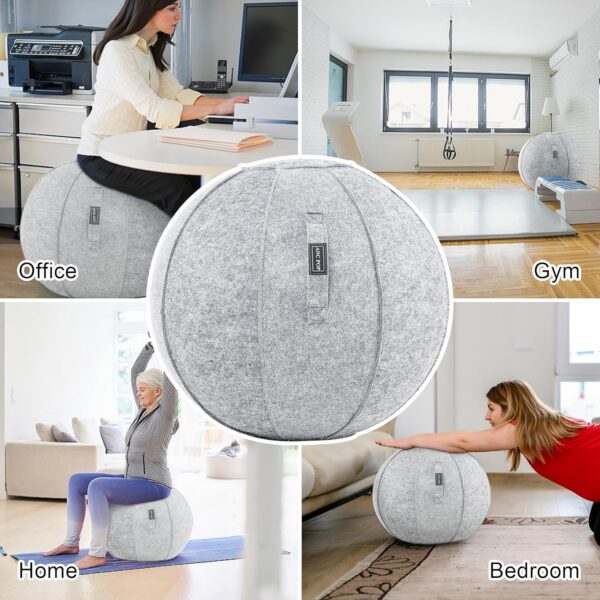 Yoga Ball Exercise Ball, Anti Slip Stability Ball Chair, 25” Heavy Duty Large Gym Ball for Fitness, Balance and Core Workout with Cover, Easy Clean - Image 8