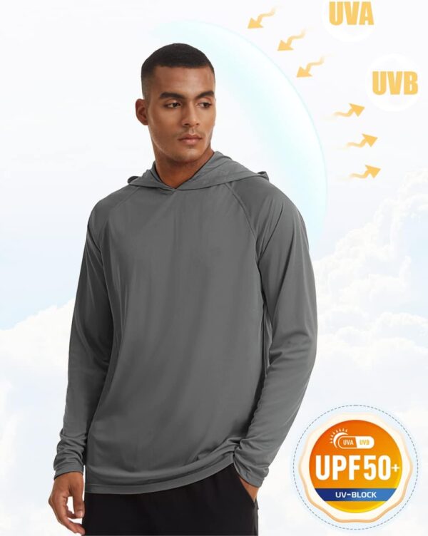 MAGCOMSEN Men's Hooded UPF 50+ Sun Protection T Shirts Long Sleeve Athletic Fishing Shirts Rash Guards - Image 4