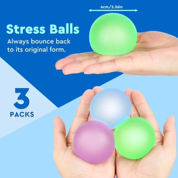 Stress Balls 3-Pack, Easter Basket Stuffers & Fidget Gifts, High Density and Ultra-Soft Memory Gel Filled, Squishy Fidget Toy, Squeeze Balls Sensory for Anxiety Stress Relief Cool Series - Image 8