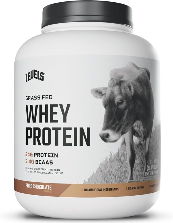 Levels Grass Fed Whey Protein Powder, No Artificials, 24G of Protein, Pure Chocolate, 5LB - Image 2
