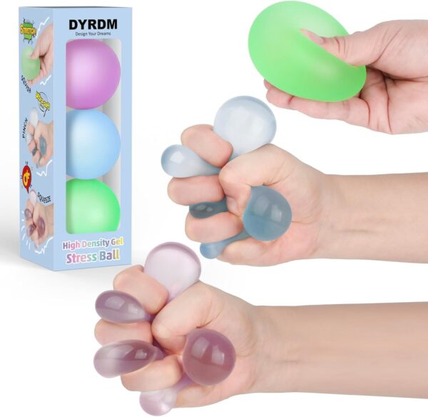Stress Balls 3-Pack, Easter Basket Stuffers & Fidget Gifts, High Density and Ultra-Soft Memory Gel Filled, Squishy Fidget Toy, Squeeze Balls Sensory for Anxiety Stress Relief Cool Series - Image 2