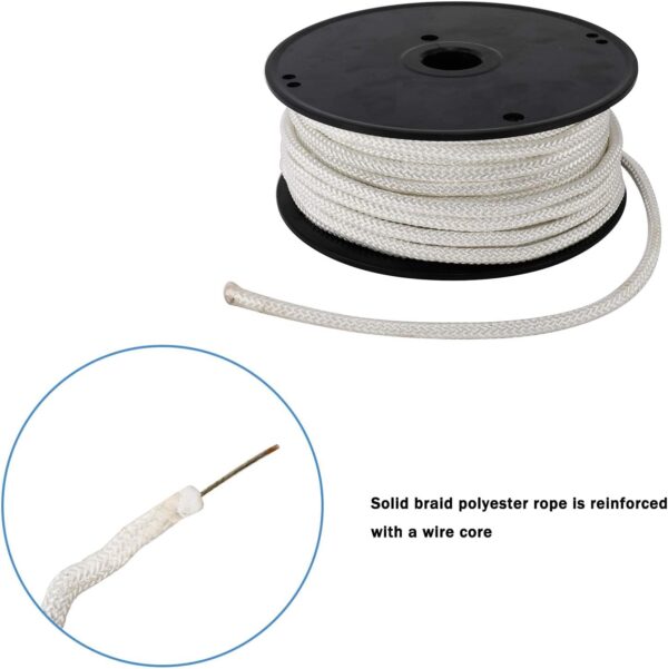 Artilife Flag Pole Rope 100 ft,5/16"(8mm) x 100 FT(30m) Wire Center Flagpole Rope,5/16 Braided Polyester Line with Steel Center Marine Grade - Image 3