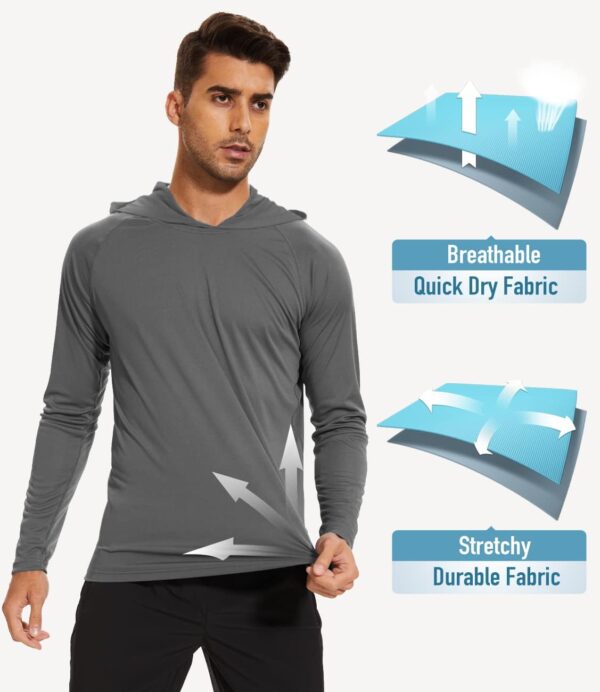 MAGCOMSEN Men's Hooded UPF 50+ Sun Protection T Shirts Long Sleeve Athletic Fishing Shirts Rash Guards - Image 5