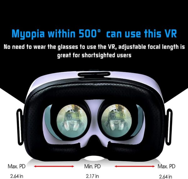 VR Headset for Phone, Compatible with iPhone Samsung and Android 3D Virtual Reality for Kids and Adults VR Goggles for Smartphone /4.5-6.3in Eyes Protected Anti-Blue HD Lenses - Image 5
