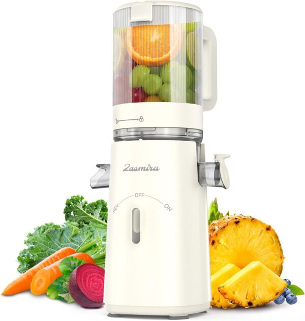 Cold Press Juicer, Updated Masticating Juicer Machines with 5" Feeding Chute Fit Whole Fruits &Vegetables, 99.6% Juice Purity, Streamlined Parts Easier to Clean/1.5L Capacity/2 Cups Included - Image 2