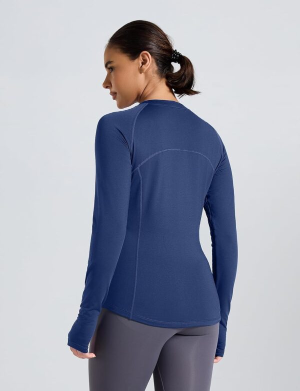 Thermal Shirts for Women Long Sleeve Fleece Tops Cold Weather Running Gear with Zipper Pocket Base Layer - Image 3
