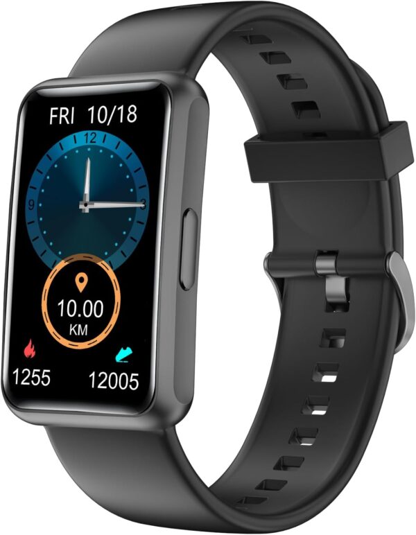 HUAKUA Fitness Tracker No Bluetooth No APP No Phone Needed, Fitness Watch for Men Women Parents IP68 Waterproof with Full Touch Screen Steps Calories Counter Sleep Tracker Alarm Clocks (Black) - Image 2